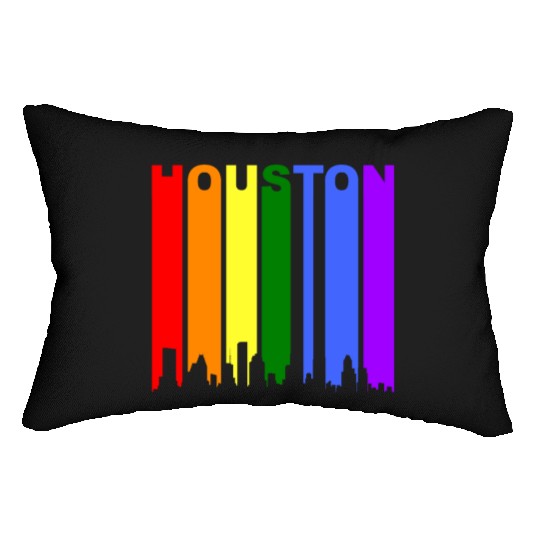 Houston Texas Rainbow Skyline LGBT Gay Pride Lumbar Pillows