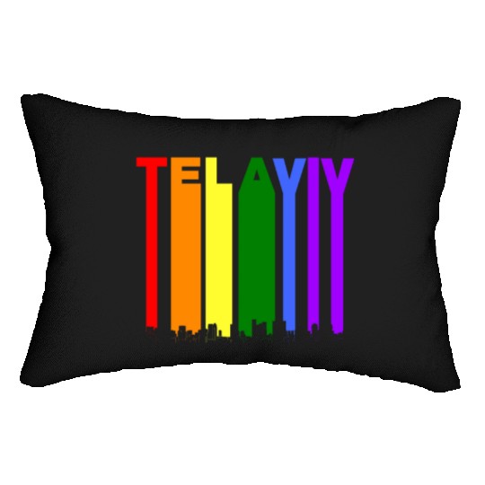 Tel Aviv Israel Skyline Rainbow LGBT Gay Pride Lumbar Pillows