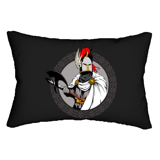 ancient warrior Sparta ax helmet raincoat pattern Lumbar Pillows