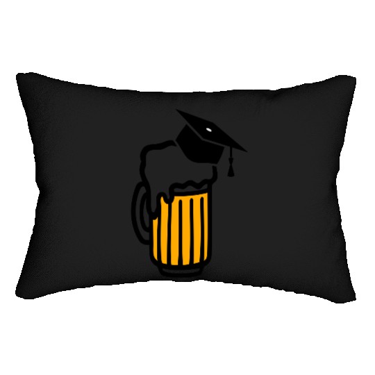 beer with a graduation hat or mortarboard Lumbar Pillows