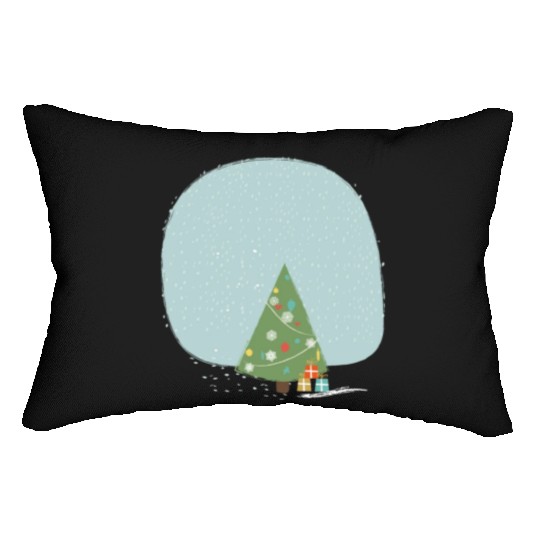 Snowflakes christmas tree Lumbar Pillows