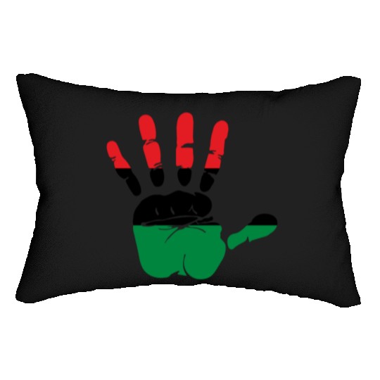 Pan African Flag Hand Print Sign Afro- American Lumbar Pillows