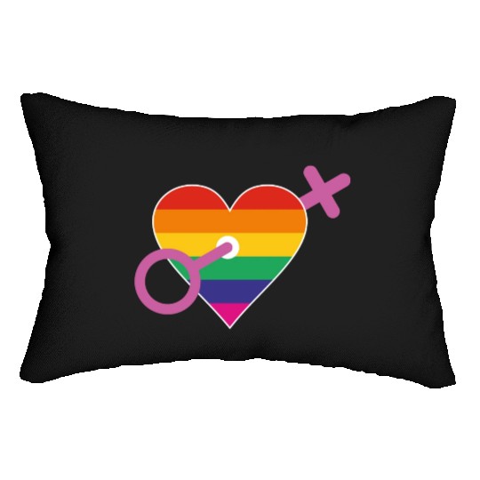 Rainbow heart female Lumbar Pillows
