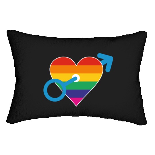 Rainbow heart male Lumbar Pillows
