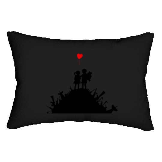 Banksy Graffiti Street Art War and Love Guns Heart Lumbar Pillows