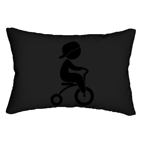 Boy Riding His Tricycle Lumbar Pillows