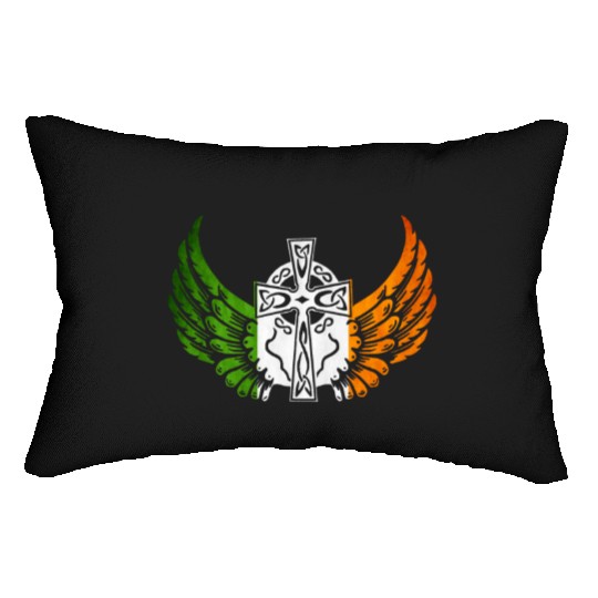 Irish Flag Design Celtic Cross Irish gift Lumbar Pillows