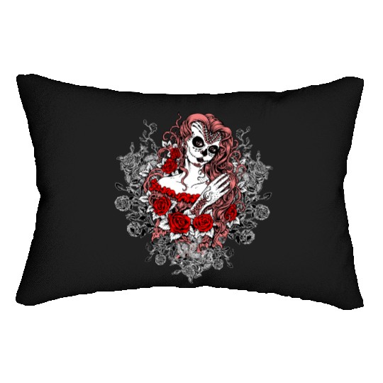 Santa Muerte Holy Woman Skull Mexico Dead Saint Lumbar Pillows