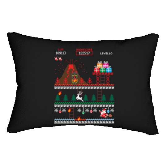 Santa vs Krampus: Merry 8-bit Christmas Lumbar Pillows