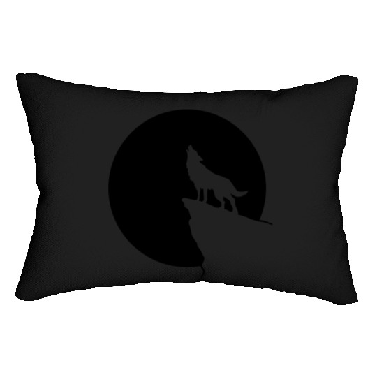 Howling wolf full moon space galaxy gift dog trend Lumbar Pillows