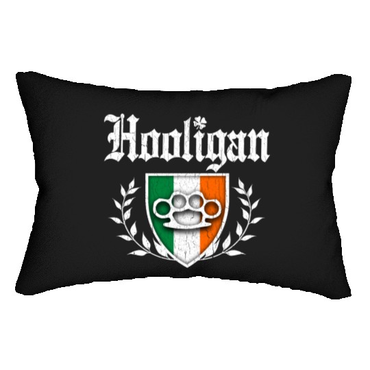 Irish Hooligan Crest vintage distressed look Lumbar Pillows