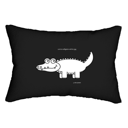 White Cartoon Aligator - gift idea Lumbar Pillows