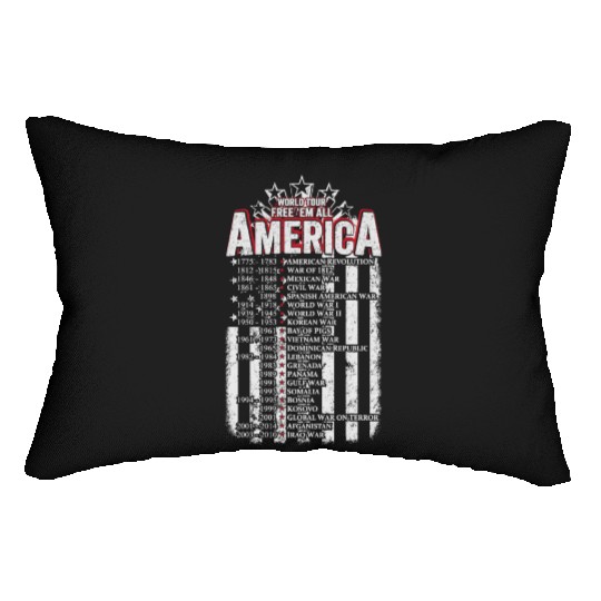 Veteran - World tour free em all America Lumbar Pillows