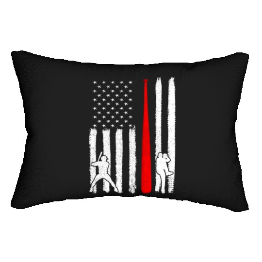 Baseball Pitcher Batter American Flag 4th of July Lumbar Pillows