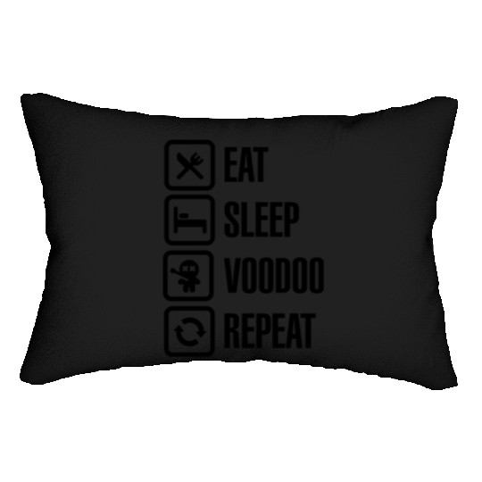 Eat sleep voodoo repeat black magic voodoo doll Lumbar Pillows