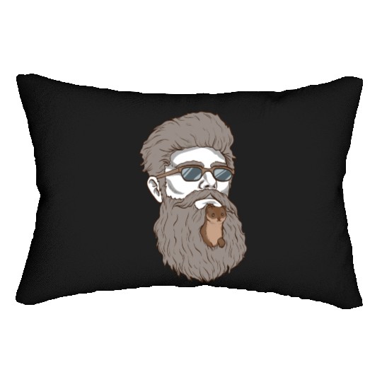 Beard Weasel Funny Beard Design Lumbar Pillows