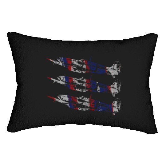 Three Spitfire British Warplanes Lumbar Pillows