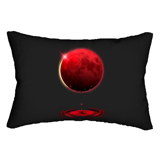 Vampire werewolf blood red moon eclipse Lumbar Pillows