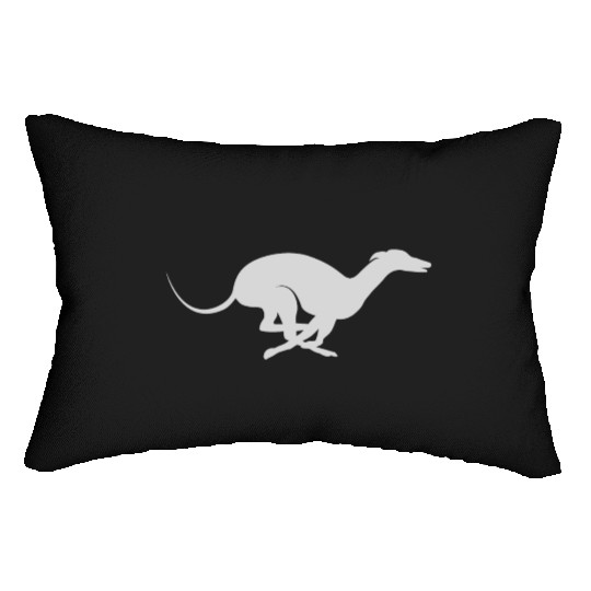 Light Grey Running Greyhound X Racer Track Dog Lumbar Pillows