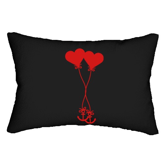 2 pair of couples in love anchor heart balloon fly Lumbar Pillows