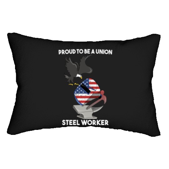 UNION STEEL WORKER USA GIFT FUNNY DAD EAGLE HAMMER Lumbar Pillows