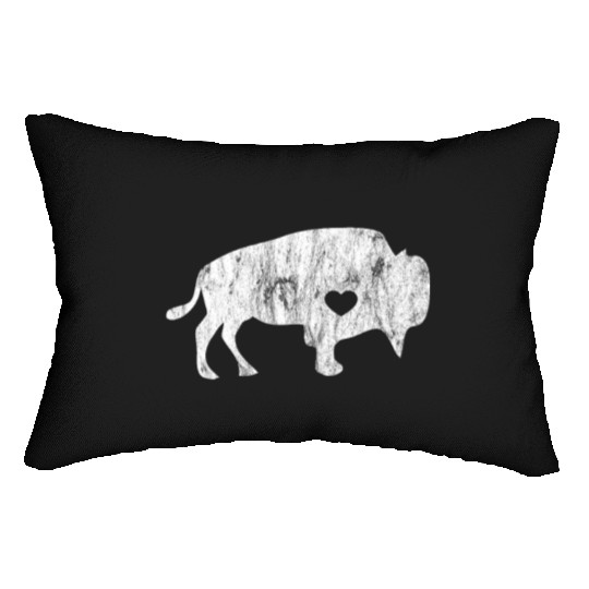 White Raging Buffalo Distressed Lumbar Pillows I Love