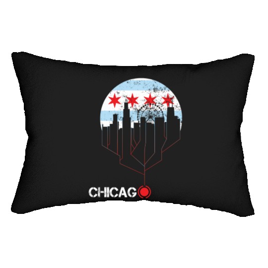 VINTAGE CHICAGO CITY FLAG FUNNY GIFT Lumbar Pillows