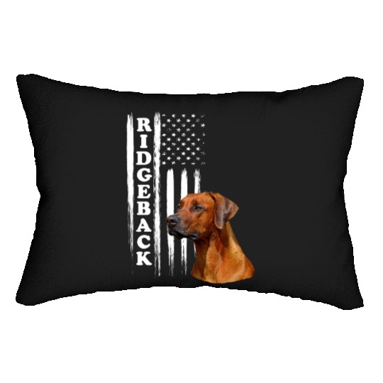 Rhodesian Ridgeback Dog with US Flag Lumbar Pillows