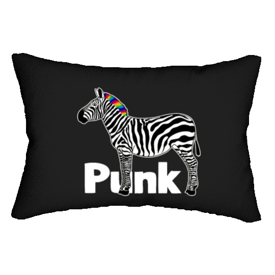 Zebra Punk Rock Music Mohawk Haircut Animal Humor Lumbar Pillows