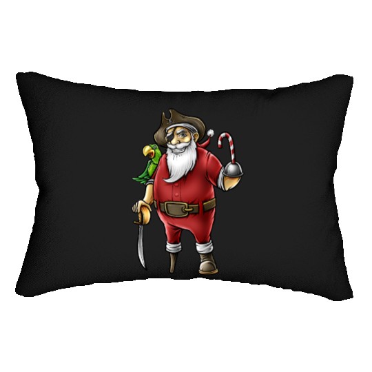Santa Pirate Funny Christmas Candy Cane Hook Hand Lumbar Pillows