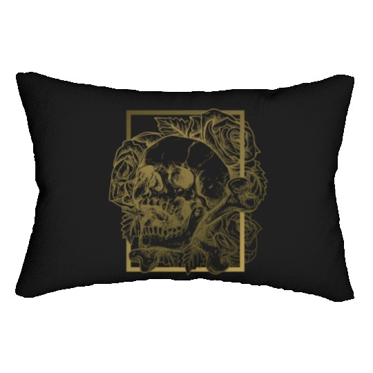 skull and roses Lumbar Pillows