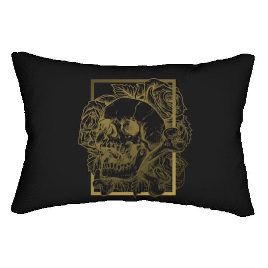 skull and roses Lumbar Pillows