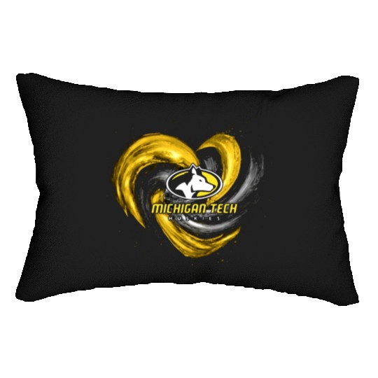 michigan tech animals heart husky Lumbar Pillows