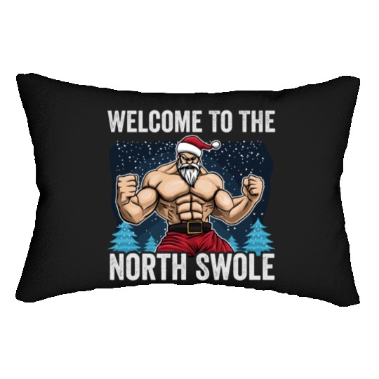 Welcome To North Swole Santa Muscle Workout Christ Lumbar Pillows