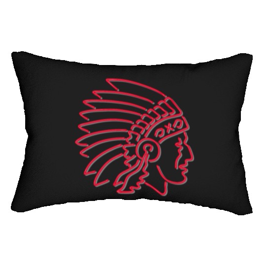 Native American Indian Chief Neon Sign Lumbar Pillows