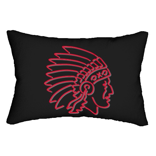 Native American Indian Chief Neon Sign Lumbar Pillows