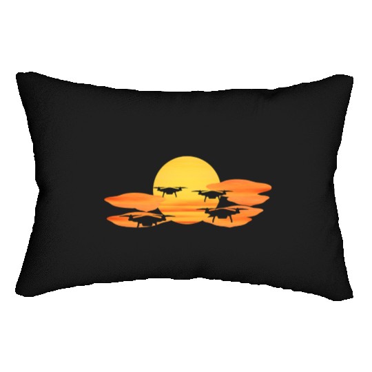 Drones in Sunset or Sunrise the Drone Lumbar Pillows