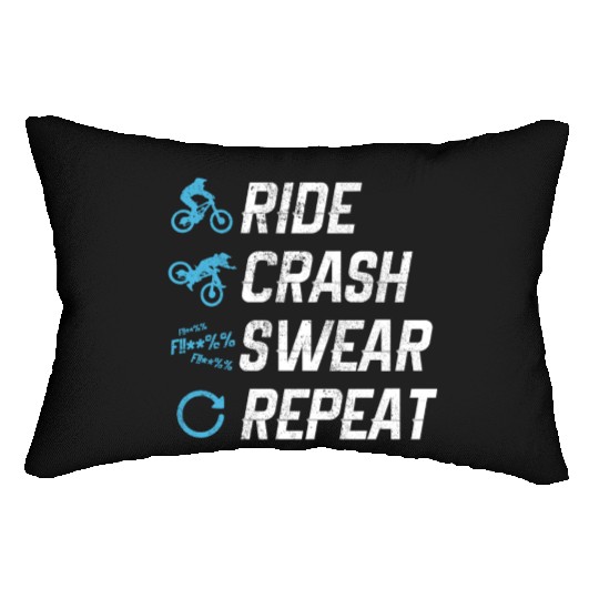 Mountain Bike - Ride Crash Swear Repeat Lumbar Pillows