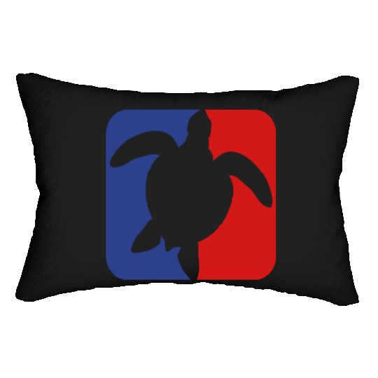 red blue square button sea turtle silhouette outli Lumbar Pillows