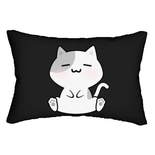 Relaxed White Cat Cartoon Lumbar Pillows