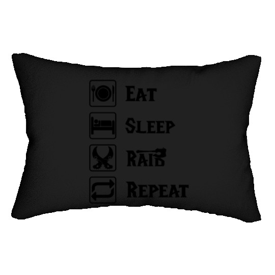 Eat sleep raid repeat world of warcraft present Lumbar Pillows