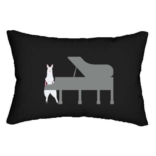 Cute Alpaca Llama Playing Piano Musician Gift Lumbar Pillows
