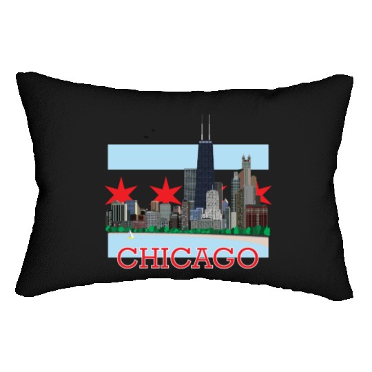 Chicago Skyline and Flag Lumbar Pillows