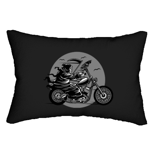 Death Motorcycle Death Grim Reaper Crow Gift Idea Lumbar Pillows