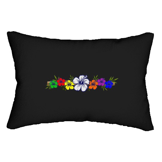 Colorful Hibiscus Flowers and Bamboo Shoot Lumbar Pillows