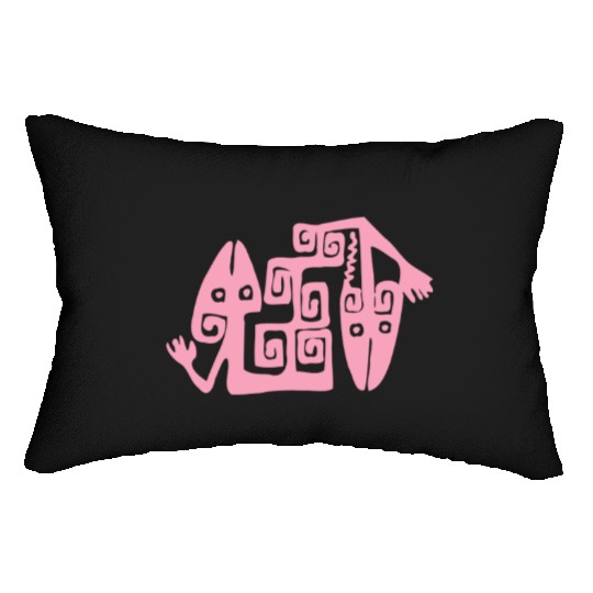 Pink Creatures Tribal Art Tribe Floral Paleo Cave Lumbar Pillows