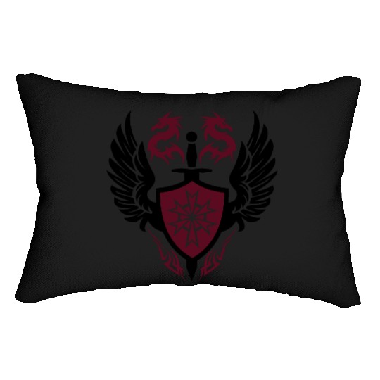 warrior shield and dragon crest Lumbar Pillows