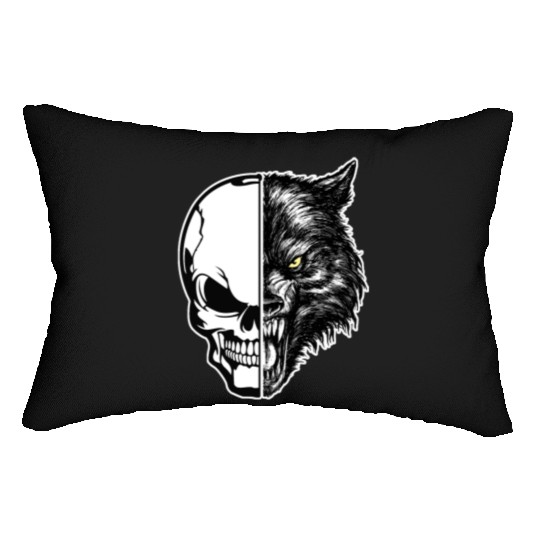 skull and wolf Lumbar Pillows