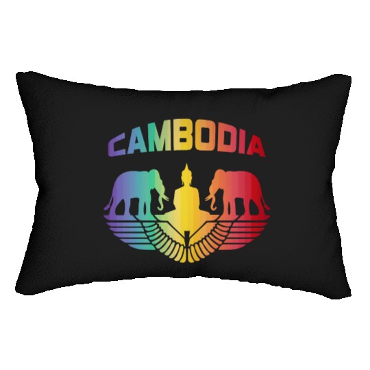 Cambodia Elephants with Buddha / Gift Lumbar Pillows
