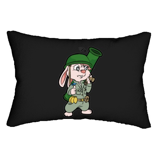 CUTE BUNNY WITH BAZOOKA Soldier Pacifist Private Lumbar Pillows